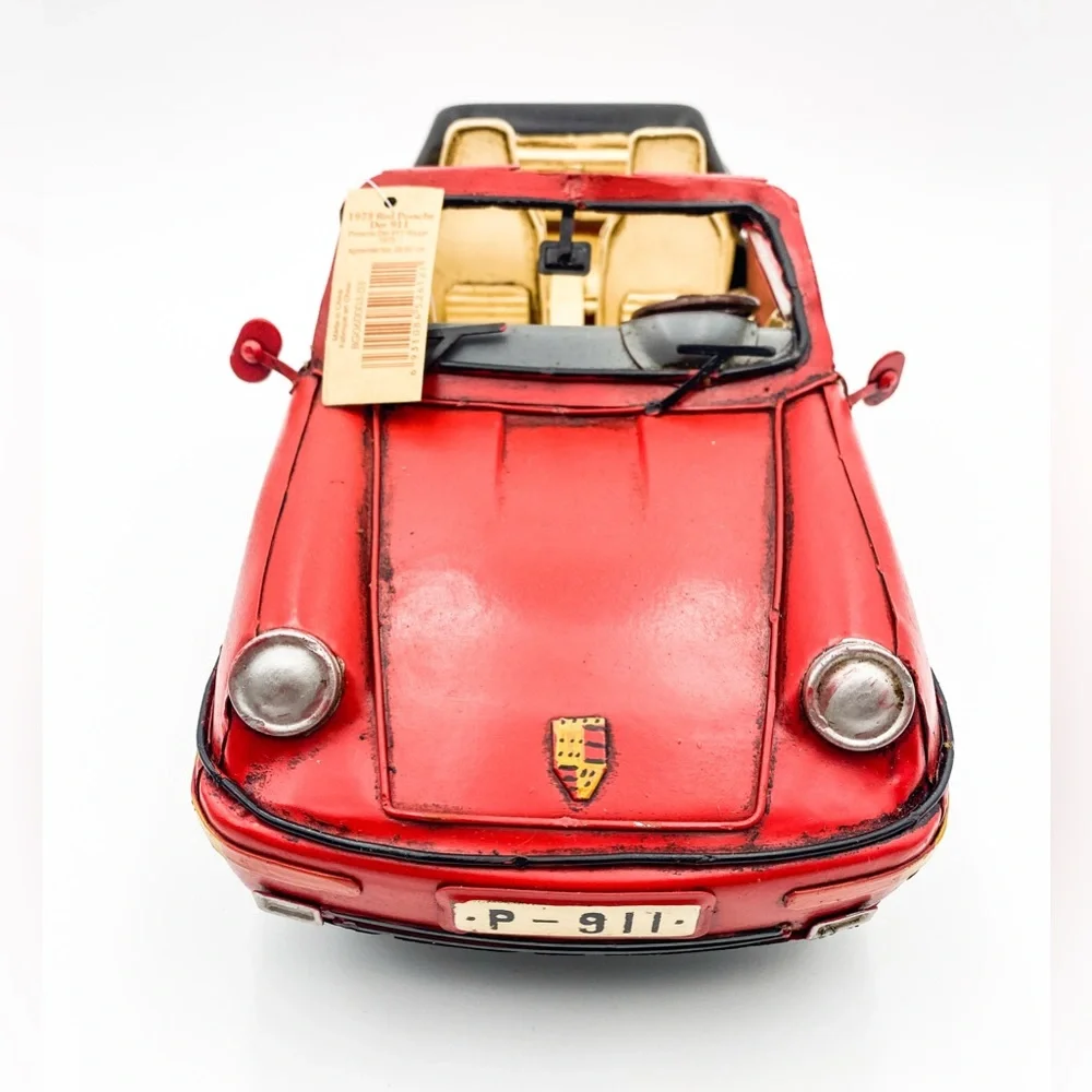 Retro Classic Handmade Iron '1973 Red Porsche Der 911' Model Craft Figure - Picture 3 of 6